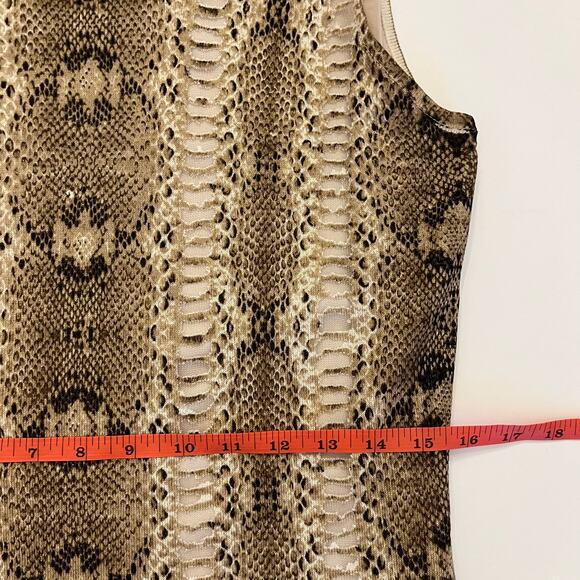 Magaschoni Snakeskin Print Knit Sweater Dress Small Silk Cashmere Sheath Beige - Picture 14 of 15